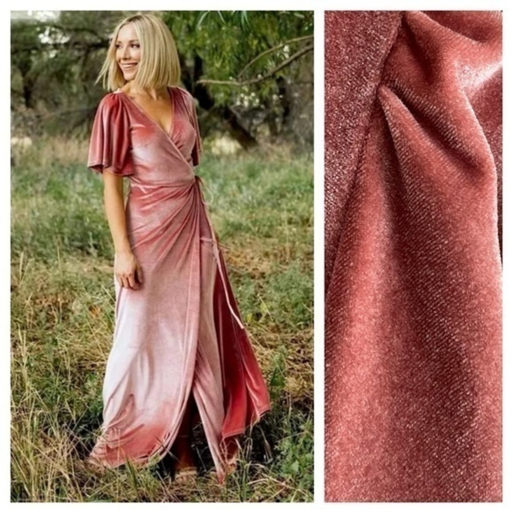 Baltic Born Pink Meghan Velvet Wrap Maxi Dress XL